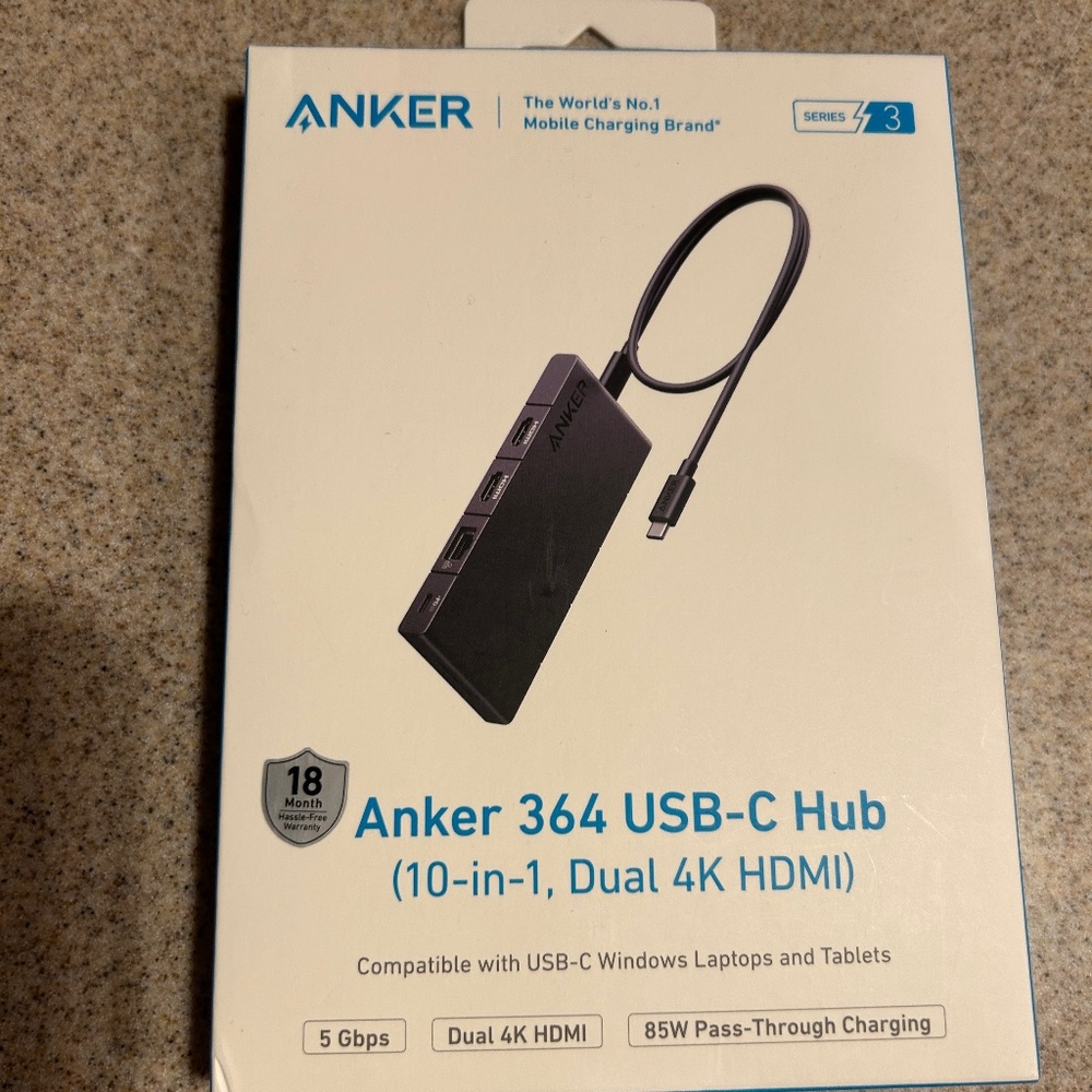 NIB! Anker 364 USB-C Hub - 10-in-1, Dual 4K HDMI